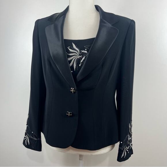 My Ferry Vintage Black 3D Textured Floral Sequin Beaded Detail Top & Blazer - Picture 13 of 15